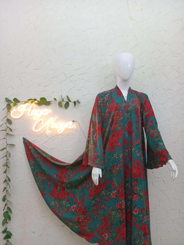 Printed Full Flair Abaya Front Open