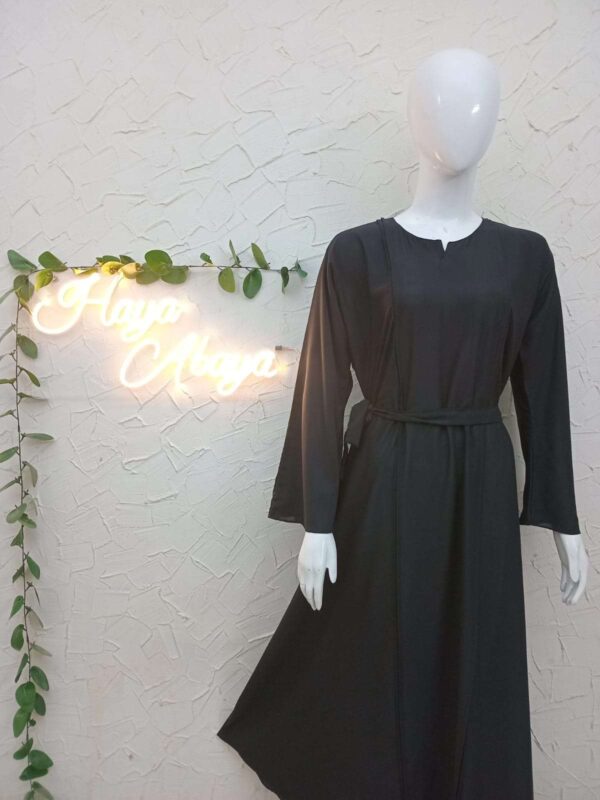 Plain Abaya Front Close with Adjustable Belt