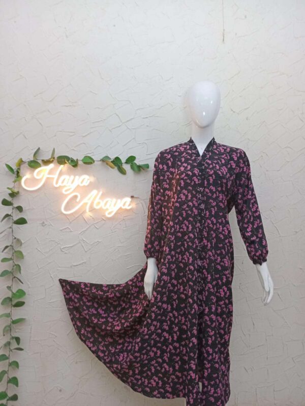 Printed Mid Flair Abaya Front Open