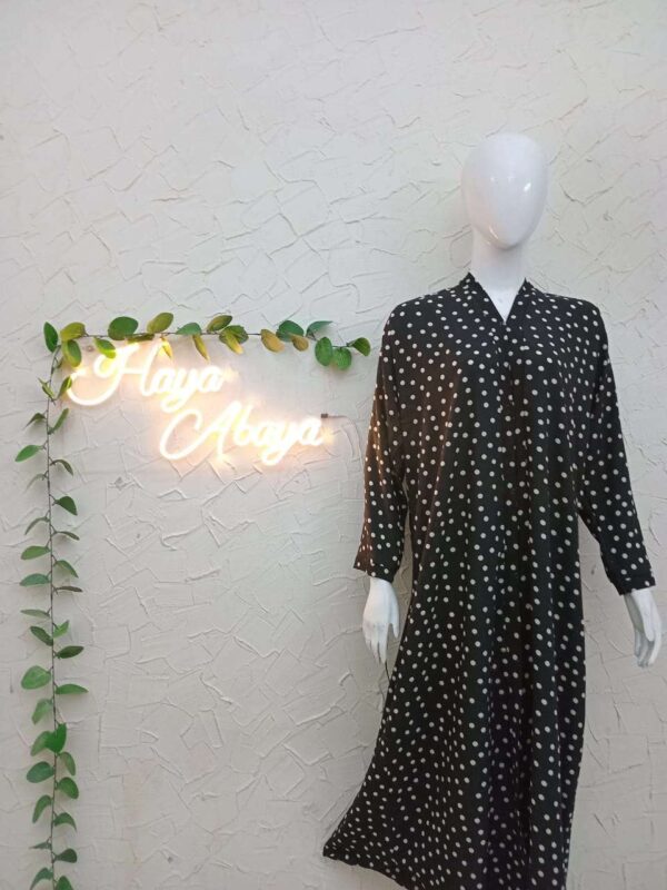 POLKA DOTS Straight Front Open Printed Abaya