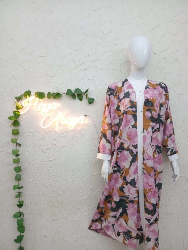 Straight Front Open Printed Abaya