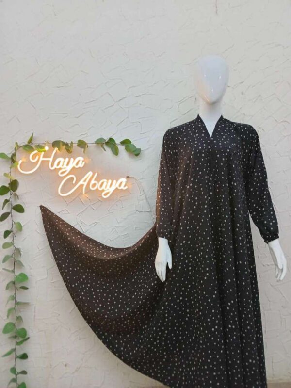 Printed Full Flair Abaya Front Open