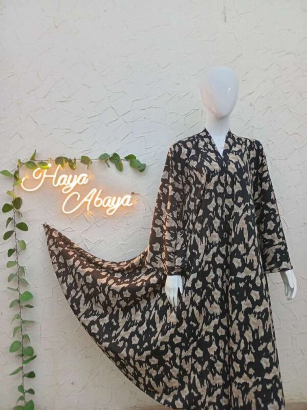 Printed Full Flair Abaya Front Open